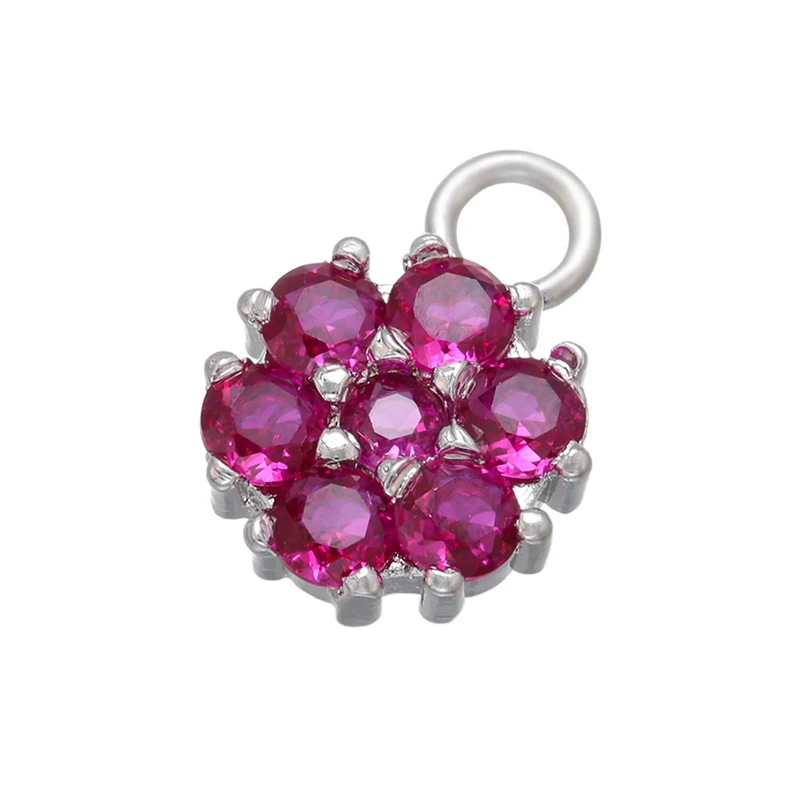 2Pcs/lot,Gold-Color CZ Crystal Charms Pendants for DIY Women\'s Jewelry Making Accessories Flower Necklace Charms:VD819