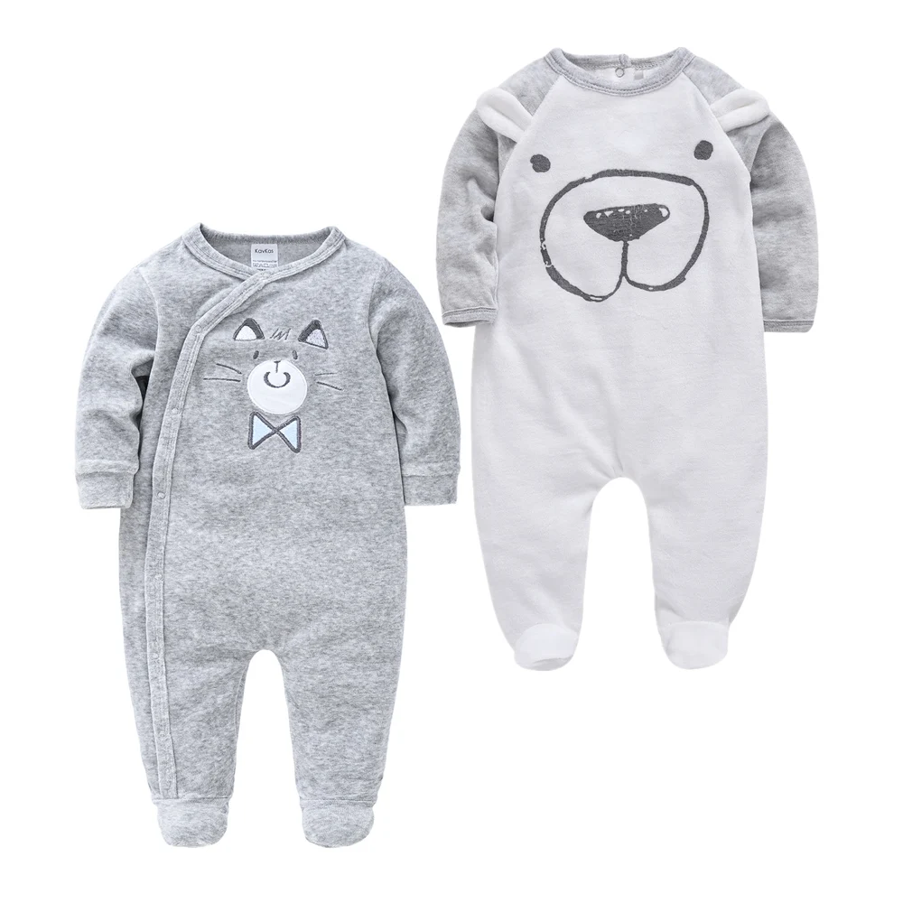 

Velvet Cartoon Baby Boys Onesie Cute 2pcs Newborn Girls Clothing Soft Fleece Rompers 0-12M Infant Jumpsuit Baby Costumes Pajamas