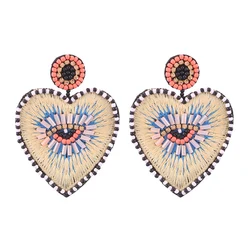 Sehuoran Bohemian Oorbellen Multicolor Heart Dangle Earrings For Women Trendy Beads Statement Earrings Wedding Fashion Jewelry