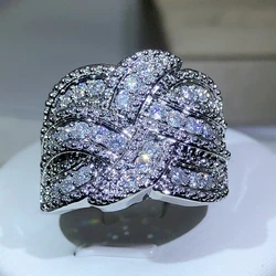 Twinkling cz zircão anel de pedra para mulheres, s925 cor prata banda anéis, casamento noivado moda, jóias de luxo, novo