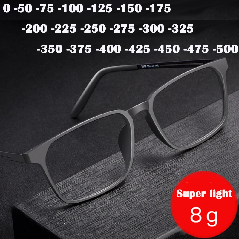 Fashion Titanium Myopia Glasses Men Ultralight Clear High Diopter Sports Nearsighted Optical Glasses Spring Hinge -0 -175 -225