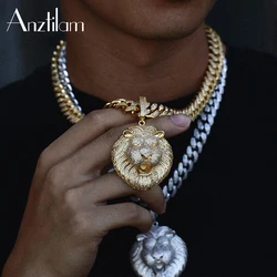 Super High Quality Lion Iced Out Pendant Necklaces For Men Women Full Zircon Stone With Bling Cuban Chain Hip Hip Jewelry