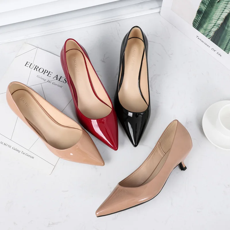 Office & Career 2023 new spring autumn casual Thin high-heeled shoes women pumps PU Slip On 3.5CM Pointed Toe women shoes