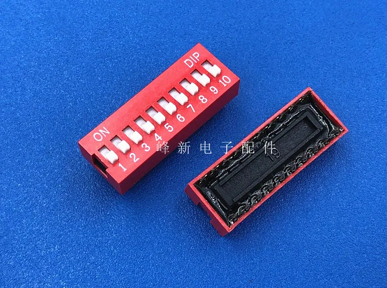 5Pcs DS-10 in-line red 10-bit dial code switch dial key type flat dial coding switch dial 2.54 foot pitch