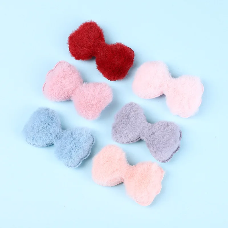 8Pcs Plush Bowknot Patches DIY Craft Supplies Kids Headwear Jewelry Brooch Crochet Toys Decor Gift-Wrap Sewing Accessory