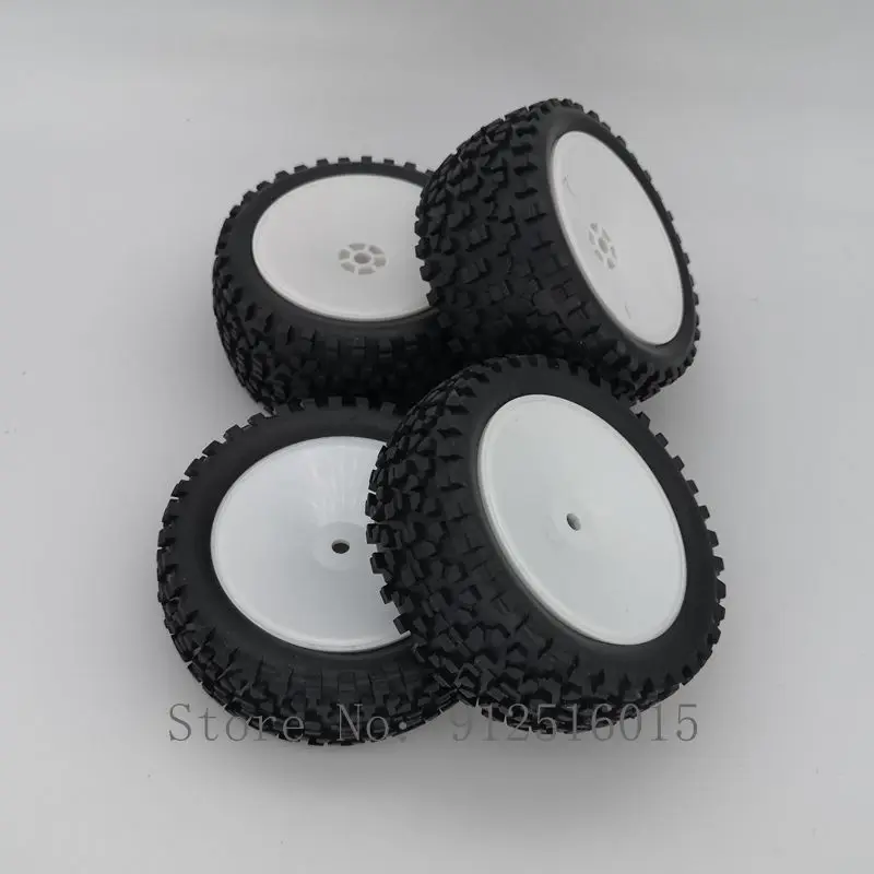 RC 1/10 Buggy Tires Walking (Off-Road) Dish White Wheel Rim Fits for 1:10 4WD Buggy Car 1/10 Tire Racing Car Toy Tyre
