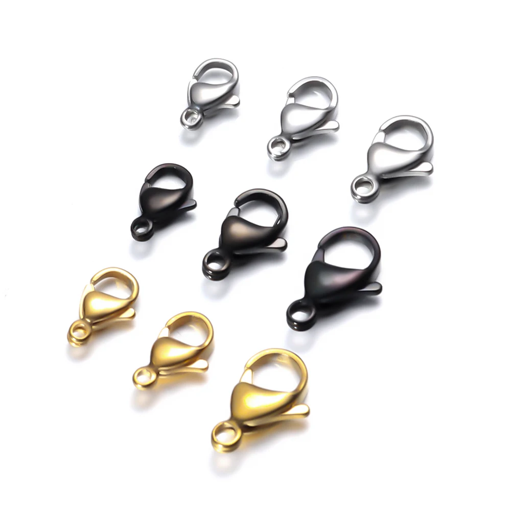 25 Stück Edelstahl Gold Schwarz Karabinerverschlüsse Schmuckzubehör DIY Halsketten- und Armbandherstellung Zubehör 9/10/12/15MM – Detail 6