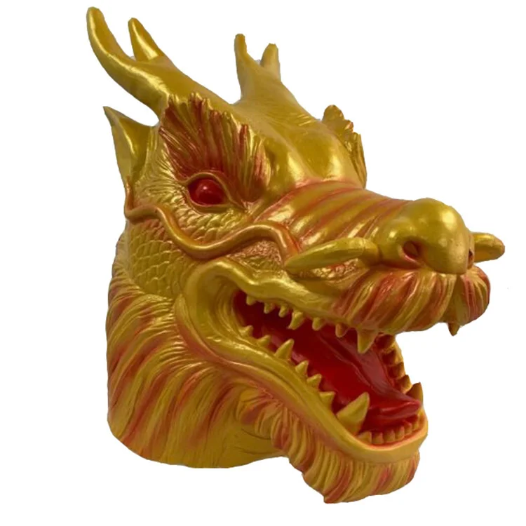 

Gold Chinese Dragon Mask Halloween Horror Latex Cosplay Mask Ball Party Bar props