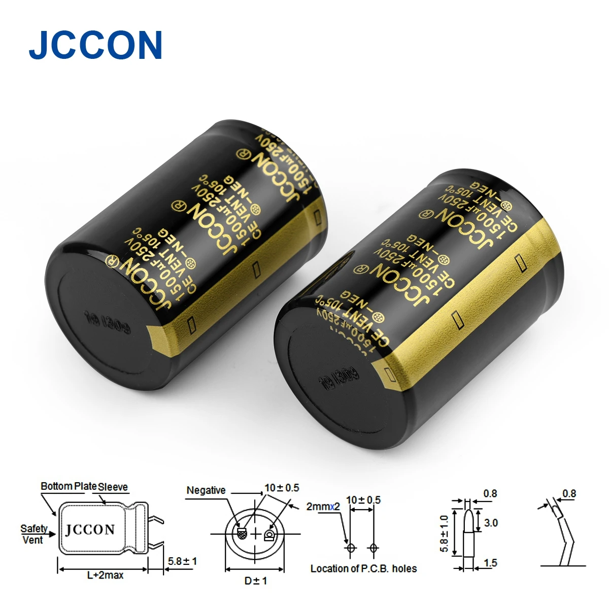 2Pcs JCCON Audio Electrolytic Capacitor 250V 220UF 330UF 470UF 680UF 1000UF For Audio Hifi Amplifier High Frequency Low ESR