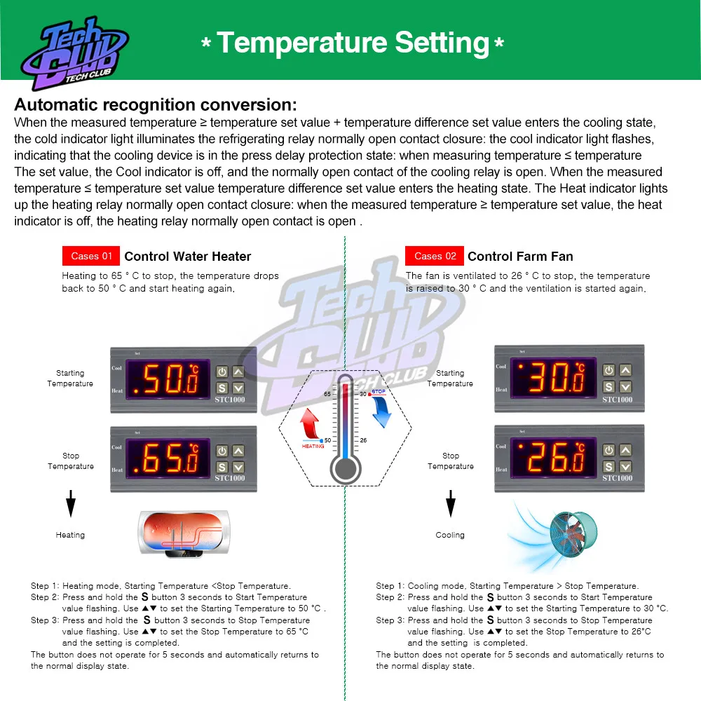 STC-1000 Digital Thermostat Humidistat Humidity Temperature Controller Regulator Thermoregulator Hygrometer Two Relay Output