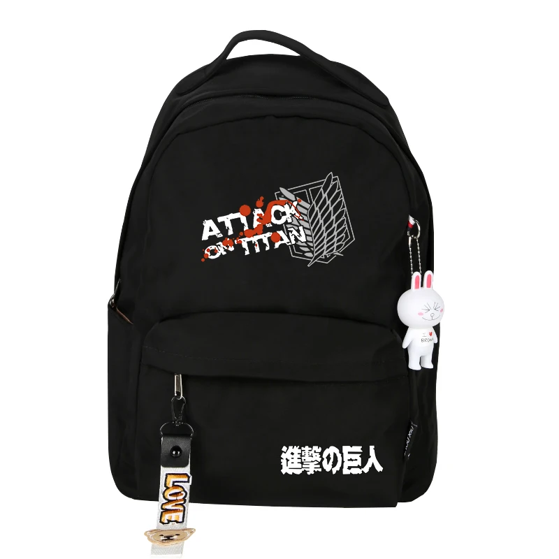 Attack On Titan Hot Anime School Backpack Small Travel Back Pack Cartoon Pink Bookbag Nylon Girls Shoulder Bags Kawaii Rugzak