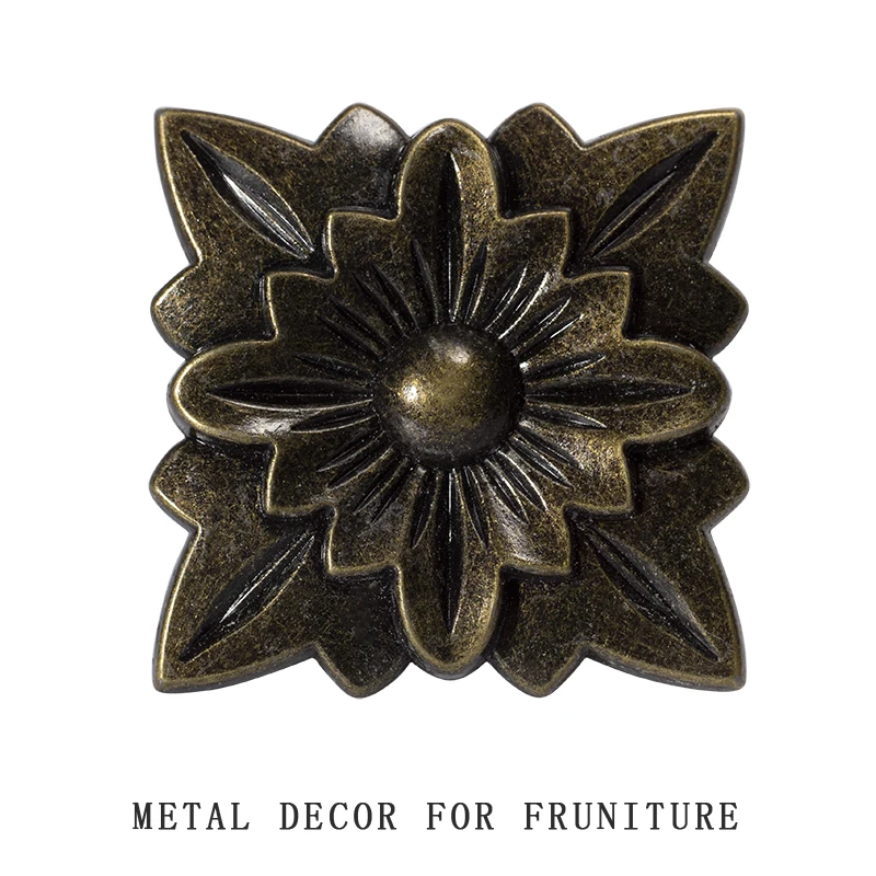 Flower Shape Furniture Metal Decorantion Plate for Legs and Door Frame Etc Antique Bronze Color Zinc Alloy Material Decor