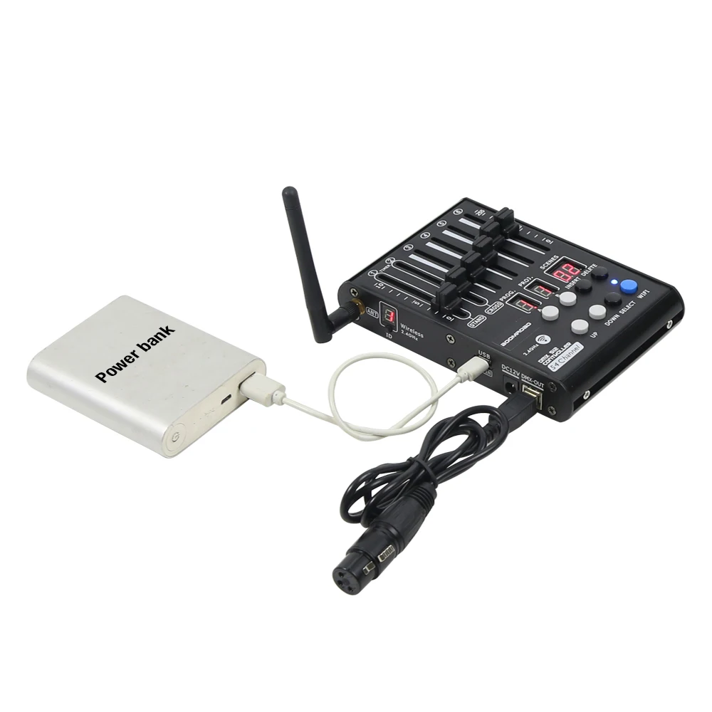 Professional Stage DJ DMX Stage Light Controller Wireless Transmitter Receiver 54channels Console Rechargeable Battery Receiver