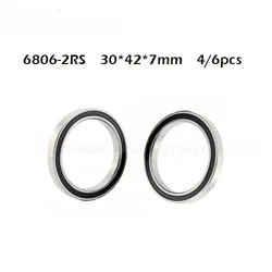 4/6PCS 6806-2RS Bearing 30x42x7mm ABEC-1 Thin Section 6806 2RS Ball Bearings 6806RS 61806 RS