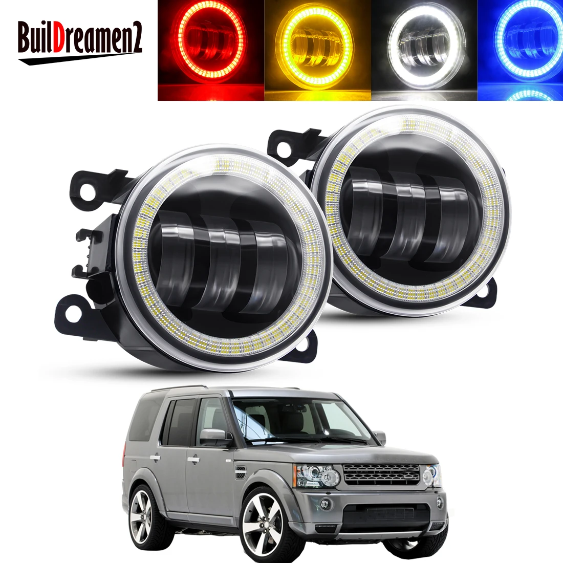 2 X Angel Eye Fog Light Assembly Car LED Lens DRL Fog Driving Lamp 30W 12V For Land Rover Discovery 4 LR4 SUV (LA) 2010-2013