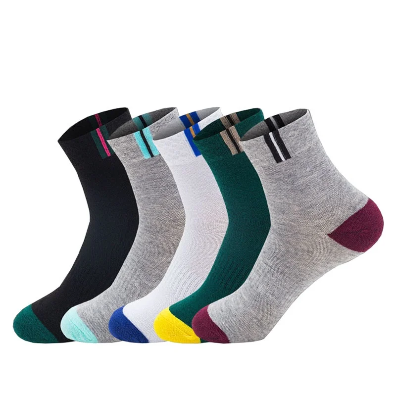 10 PICS=5pairs/lot Men sport Cottin Socks Men\'s Sweat-absorbent Breathable Socks Colorful Men Athletics Socks Mesh Sports Socks