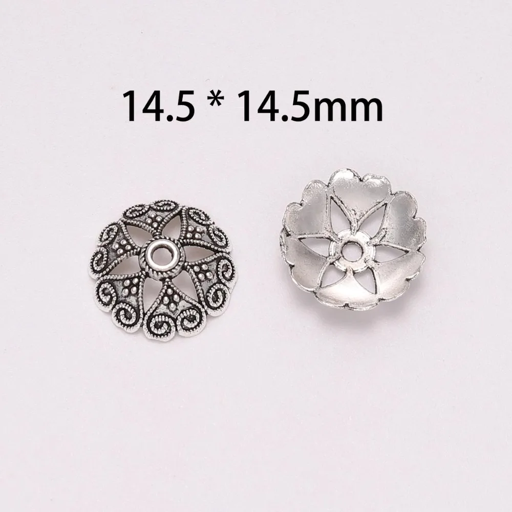 20Pcs/Lot 14.5mm Antique Bead Caps End Receptacle Flower Torus For Jewelry Making Findings Diy Bracelet  Accessories