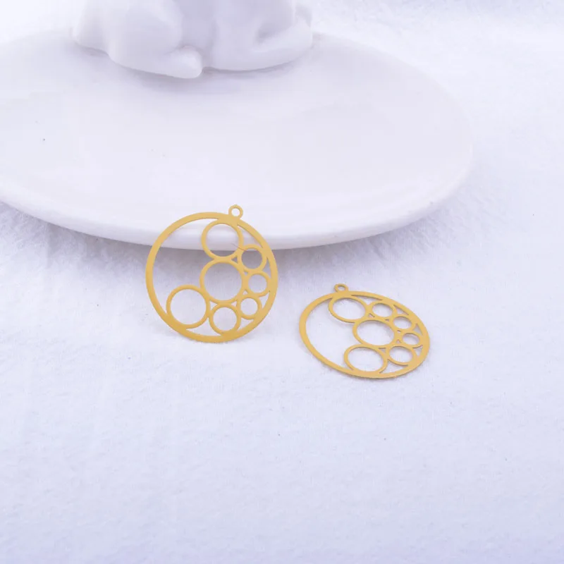 50 Stück AB6030 25mm Runde Anhänger aus Messing in Blattform für DIY-Schmuckherstellung und Ohrringzubehör – Detail 12