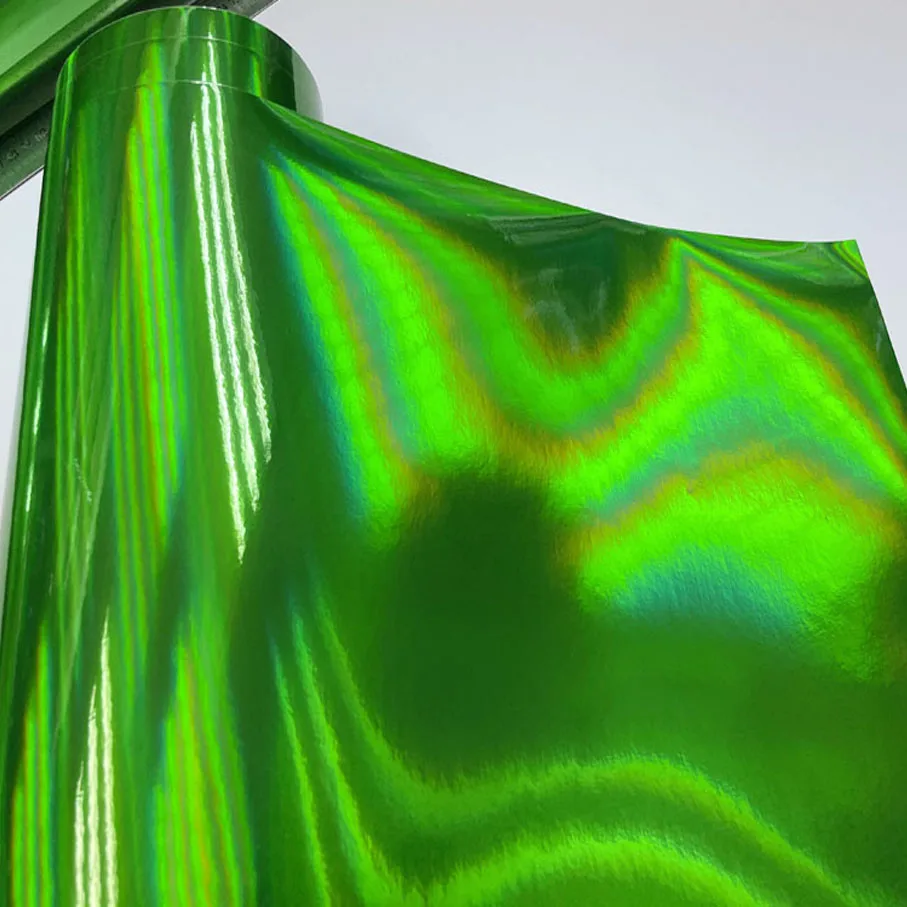 

50cmx300cm Holographic Laser Green Chrome Vinyl Sheet Car Wrap Film Self Adhesive Sticker with Air Release Bubbles