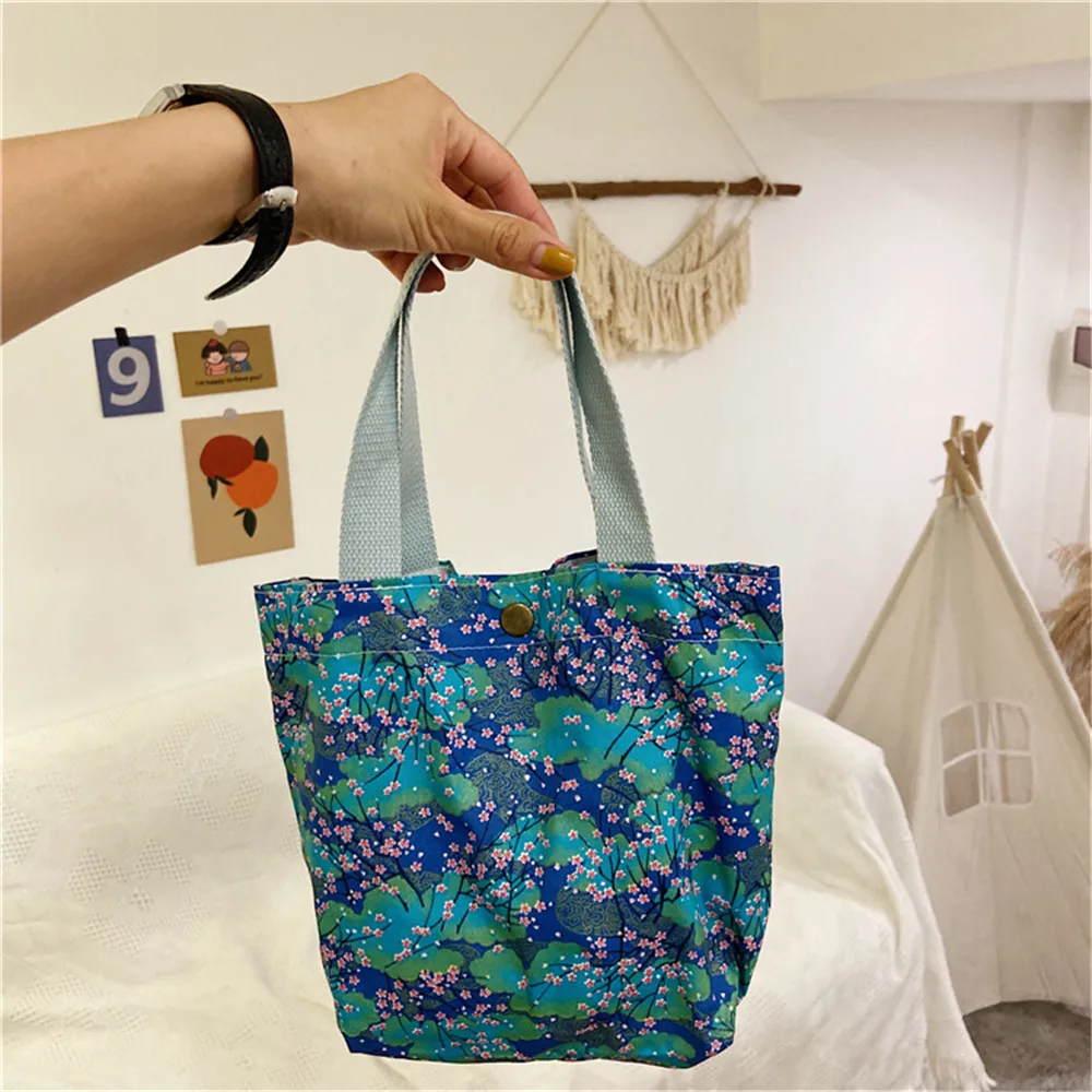 Floral Mini Canvas Shopping Handbags Reusable Foldable Tote Bags Women Canvas Shoulder Bags Female Ulzzang Funny Eco Shopper Bag