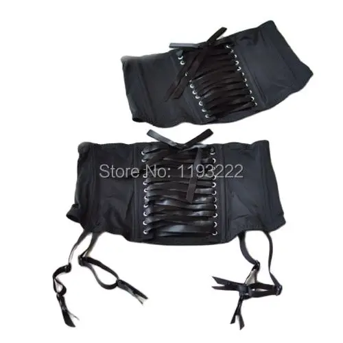 Women Black Sexy Bow Bandage Ribbon Fishbone Wide Garter Belt Stocking Suspender Lace Waist Shaper Strap