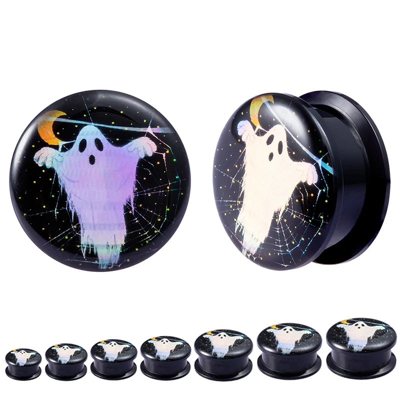 2PCS Acrylic Screw Punk Ear Gauges Plugs Black Ear Expanders Double Flared Ear Stretcher Piercing Ear Tunnel Jewelry In Body