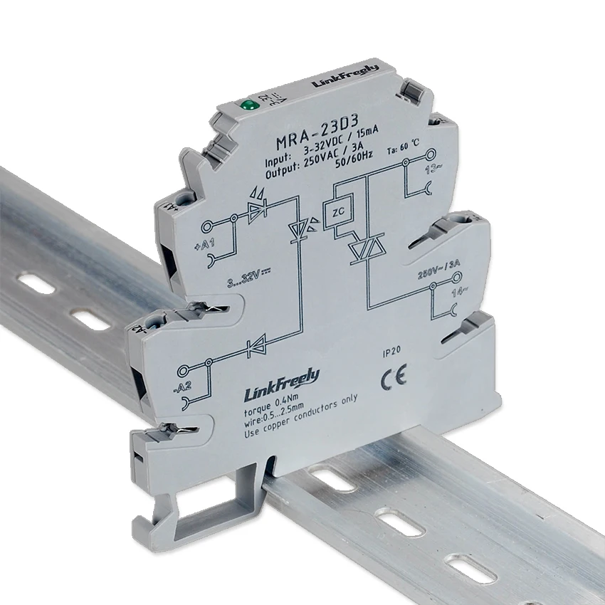 MRA Ultra Slim Solid State Rely Module Din DC to AC SSR 5V 12V 24VDC In 250VAC Out Smart Voltage Control Interface Relay Switch