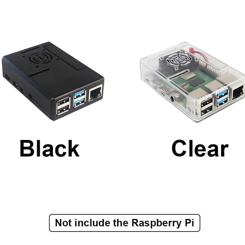 Raspberry Pi 4 ABS Case Upgraded Plastic Shell Black/Clear Box with Cooling Fan / Heat Sinks Optional for Raspberry Pi 4 Model B