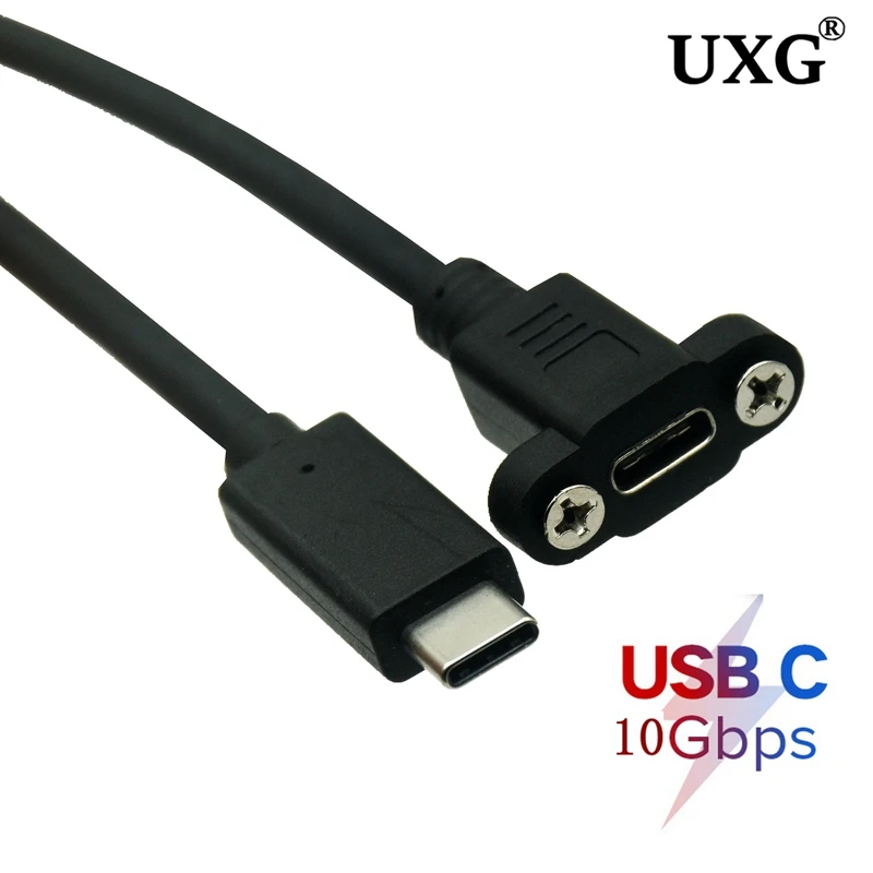 USB-C USB 3.1 typu C rozszerzenie męskie i żeńskie danych kabel do ładowania z mocowanie panelu otwór na śrubę 10 gb/s złącze typu C to nowy