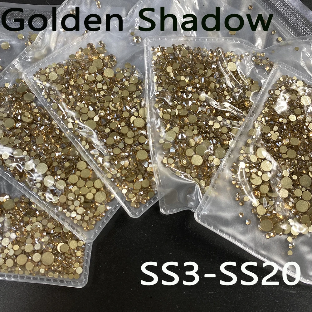 

SS2-SS20 Crystal Golden Shadow Non Hot Fix Rhinestones FlatBack Strass Sewing&Fabric Garment Nail Art Rhinestones Decorations