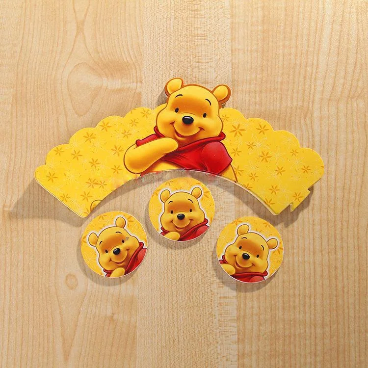 Disney Winnie the Pooh Theme Party Supplies 12pcs wraps+12pcs toppers Cupcake Wrappers Toppers Kids Birthday Party Decoration