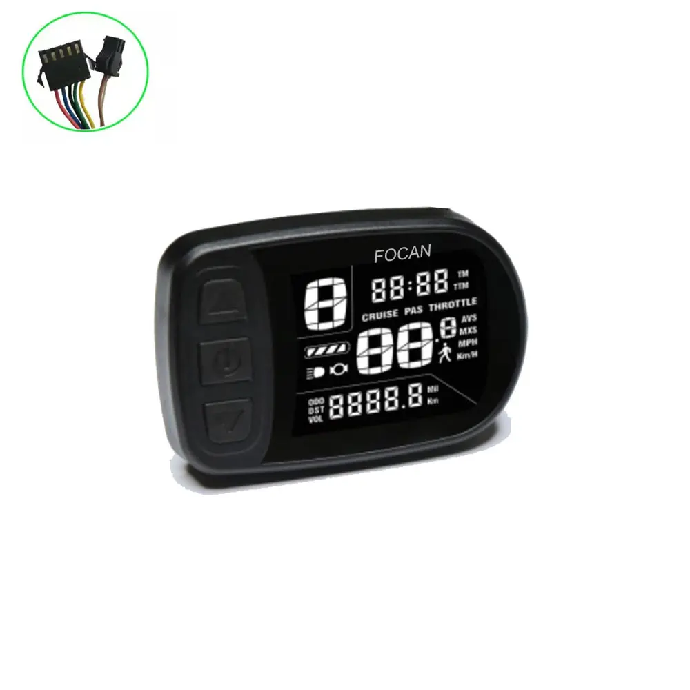 FC-200 E-bike LCD Display Speedmeter Panel Electric Bicycle Scooter with SM Plug  24V 36V 48V 60V