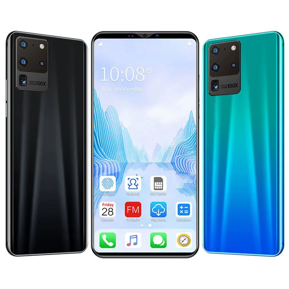 S20 Pro الهاتف الذكي شاشة 5.8 بوصة الهاتف الذكي 512 م + 4G أندرويد الهاتف الذكي ثلاثية الأبعاد الزجاج مطلي الغطاء الخلفي الأسود