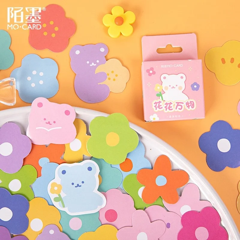 46 Pcs Kawaii Flower Adhesive Stationery Sticker Diy Album Scrapbooking Diary Planner Journal Sticker Decorative Label For Girls