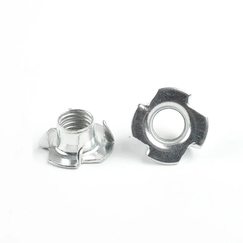 10ชิ้น/ล็อต M3 M4 M5 M6 M8 M10ชุบสังกะสีเฟอร์นิเจอร์สี่กรงเล็บ Nut Soundbox Nut สี่กรงเล็บ Nut ไม้โมเสคหมวกอ่อนนุช T Nut