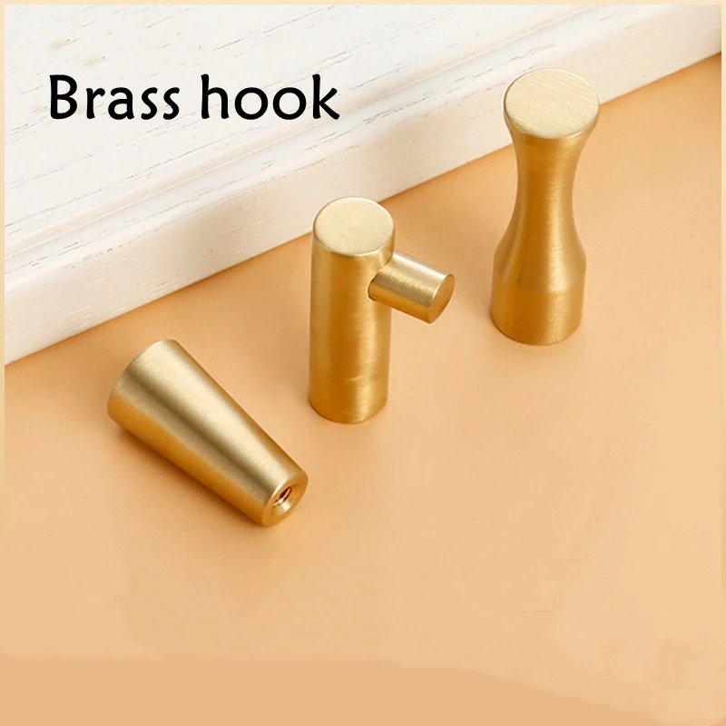 Brass Hook Brushed Robe Decoration Hook Wall Hanging Bathroom Kitchen Accessories Brass Clothes Rack Door Hooks Wholesale