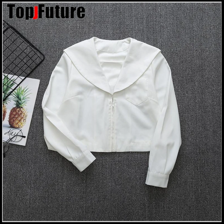 Nagoya lapel Kansai Sapporo Kanto lapel Sailor suit School uniform JK  girls White shirt Student short  long sleeve top shirt