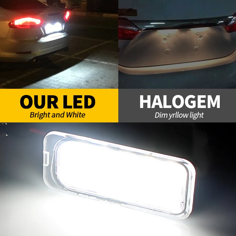 2Pcs License Plate Light for Ford KUGA S MAX MONDEO MK4 MK5 MK2 FIESTA 2008-2019 FOCUS ABS Plastic 12V LED Number Signal Light