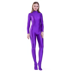 SPEERISE Adult Black Full Body Zentai Spandex Footed Skinny Tight Jumpsuits for Women Unitard Man Cosplay HalloweenCostumes