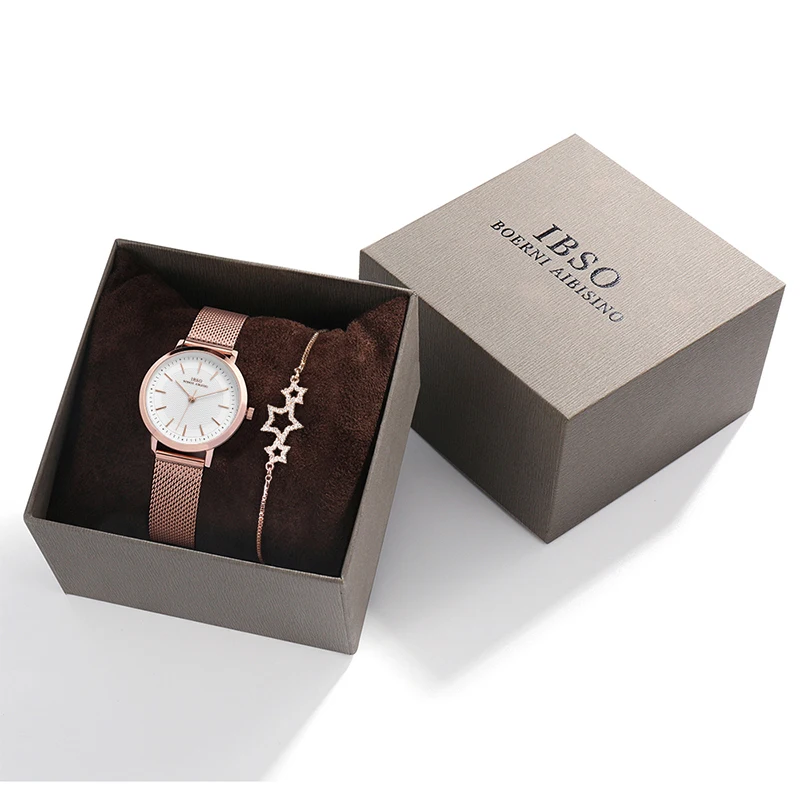 Fashion Women Watch Star Bracelet Japan Quartz Movement Simple Waterproof Rose Gold Stainless Steel Mesh Ladies watch