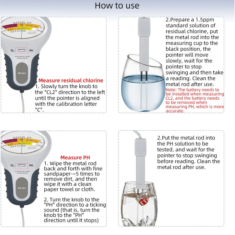 2 in 1 Chlorine Meter PH Chlorine Tester PC-101 Level Portable Digital PH Meter Water Quality Pool Spa Analytical Instruments