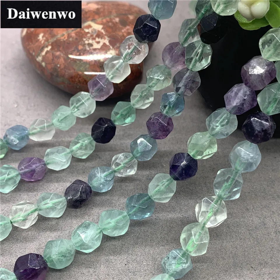 Green Fluorite Beads 6-10mm Faceted Natural Stone Cut Loose Gem DIY for Bracelet