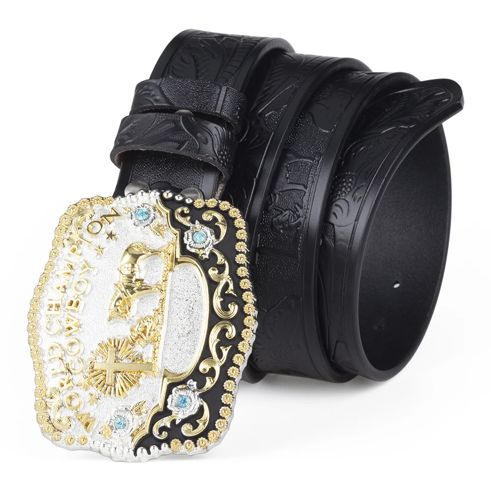 House And Cross Big Buckle Genuine Leather Casual Belt for Fashion Men