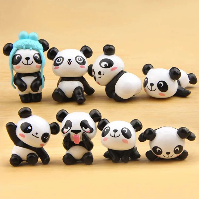 8 Pack Cute Panda Cake Toppers Party Favors Cake Decoration Fun Office Decorative Decoration Kids Party Toys Stress Reliever Toy