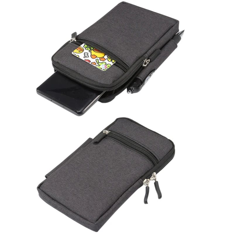 Cowboy Cloth Phone Pouch Belt Clip Bag for Samsung iphone Huawei Xiaomi Case with Pen Holder Waist Bag Outdoor Sport Phone Cover