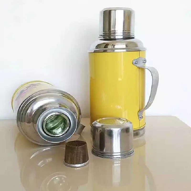 Garrafa térmica de viagem retrô 0.8/l/2l, garrafa térmica de café, caneca de aço inoxidável, preservação por calor e frio