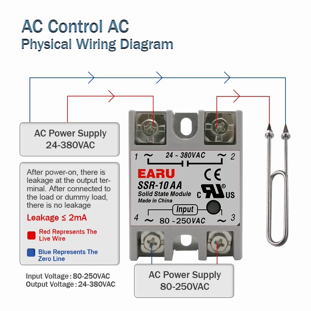 Module de relais à semi-conducteurs, pour contrôle de la température PID, SSR-25DA SSR-40DA SSR-40AA SSR-40DD SSR 10A 25A 40A 60A 80A 100A DD DA AA