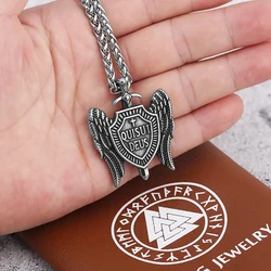 Michael Sword and Shield Archangel Wings Pendant Necklace Christian Men's Chain Necklace Religious Catholic Vintage Accessories
