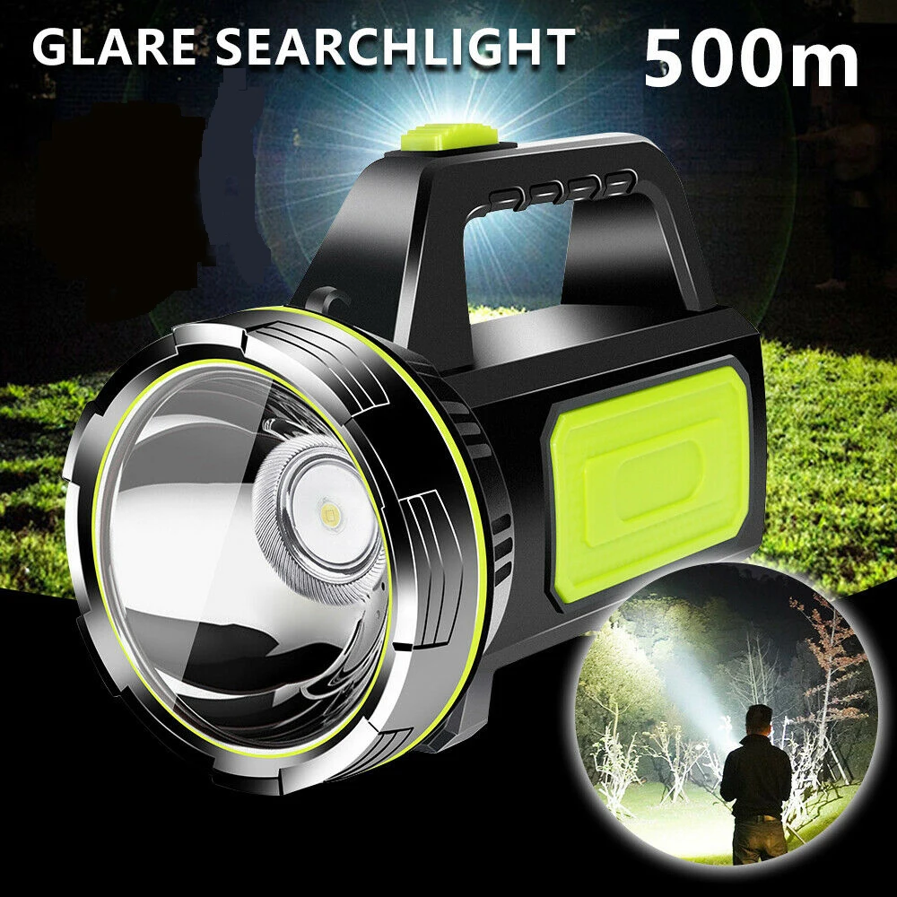 powerful USB LED flashlight side light hand long range torches Camping lantern rechargeable battery Searching night lamp Fishing