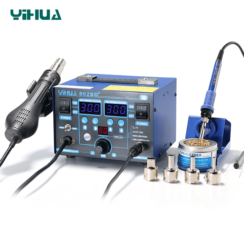 Hot Air Gun Soldering Station With Imported Heater Used For Phone Repair And Solder High Power YIHUA 862BD+